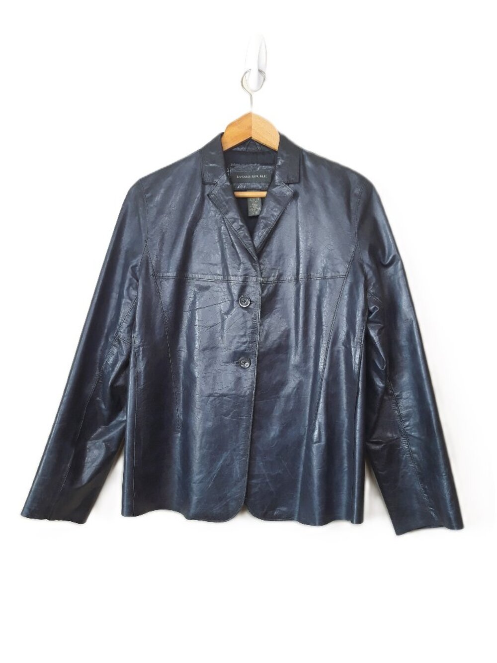 Banana Republic Blue Leather Blazer Jacket Vintage Y2K